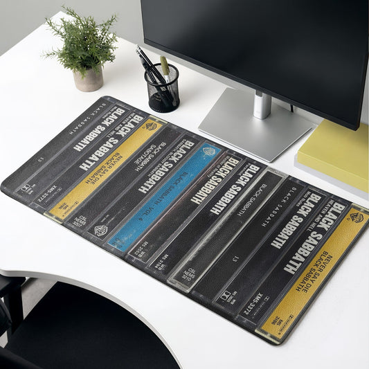 Black Sabbath Cassette Album Collage Print Desk Mat – Non-slip Office Gift Keyboard Pad Birthday Gift For Music Lovers