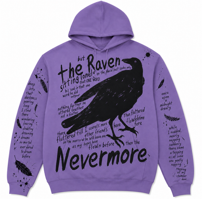 Edgar Allan Poe Raven Hoodie, Nevermore Gothic Hoodie, The Raven Literary Sweatshirt, Dark Academia Horror Hoodie, Halloween Book Lover Gift