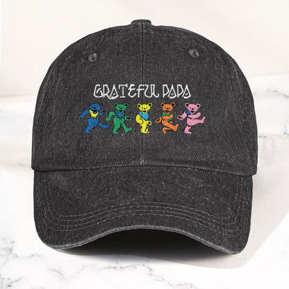 Grateful Papa Dancing Bears Denim Cap – Vintage Music Grateful Dead Merch Gift for Dad (With Box)