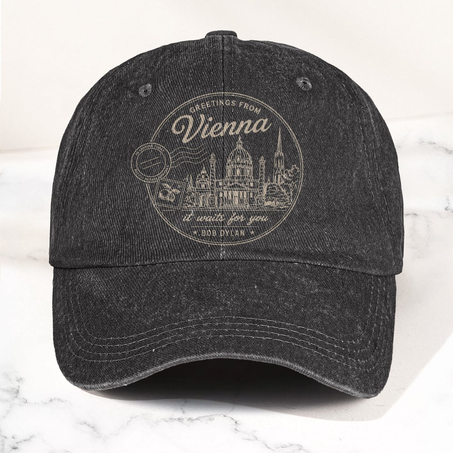 Bob Dylan Vienna It Waits For You Denim Cap – Retro Vintage Dad Cap Gift For Dad (With Box)