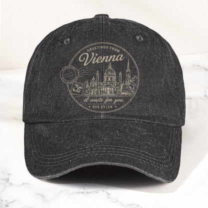 Bob Dylan Vienna It Waits For You Denim Cap – Retro Vintage Dad Cap Gift For Dad (With Box)