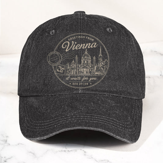 Bob Dylan Vienna It Waits For You Denim Cap – Retro Vintage Dad Cap Gift For Dad (With Box)