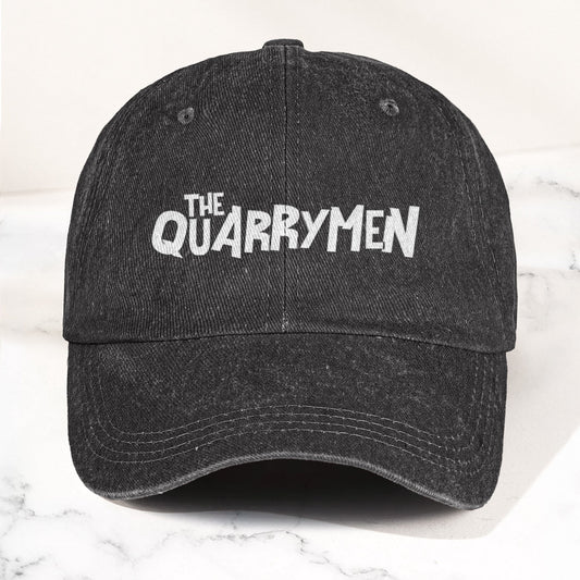 The Quarrymen Text Logo Denim Cap – Retro Rock Music Fan Cap (With Box)