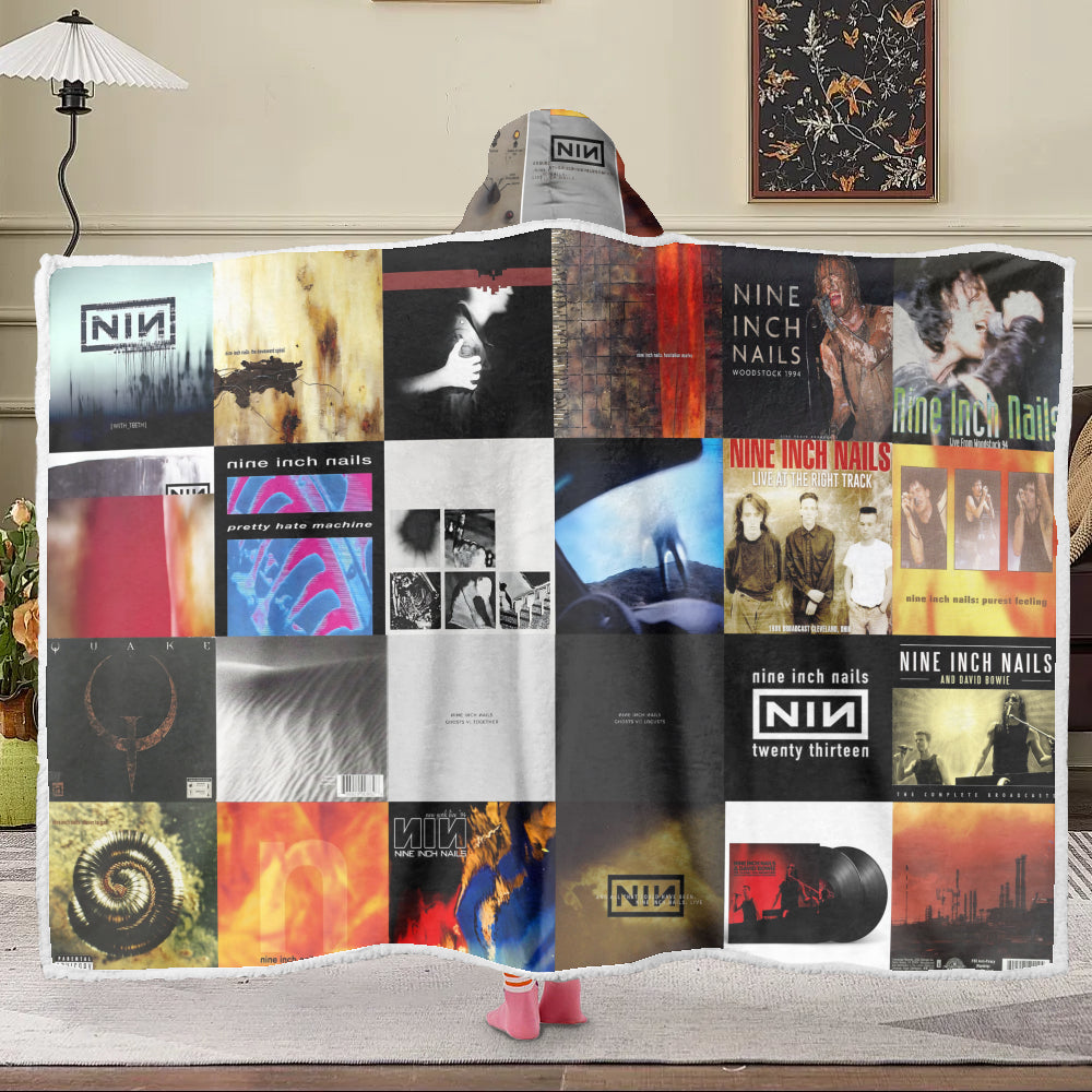 Nine Inch Nails Album Art Wearable Hooded Blanket – Industrial Rock Gift