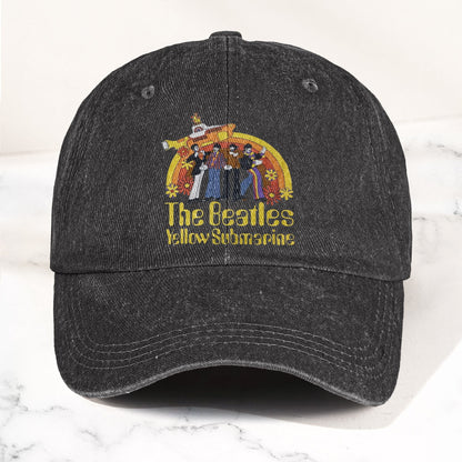 The Beatles Yellow Submarine Denim Dad Cap – Iconic Album Design ( With BOX)