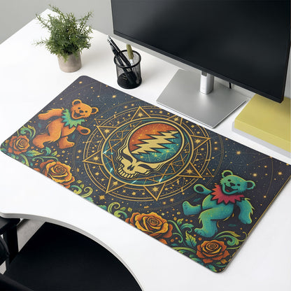 Grateful Dead Steal Your Face with Dancing Bears Desk Mat – Non-slip Keyboard Pad Gift For Music Lovers