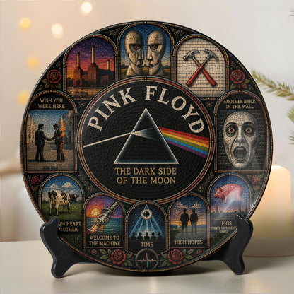 Pink Floyd Decorative Ceramic Plate with Display Stand – Classic Rock Album Art Gift