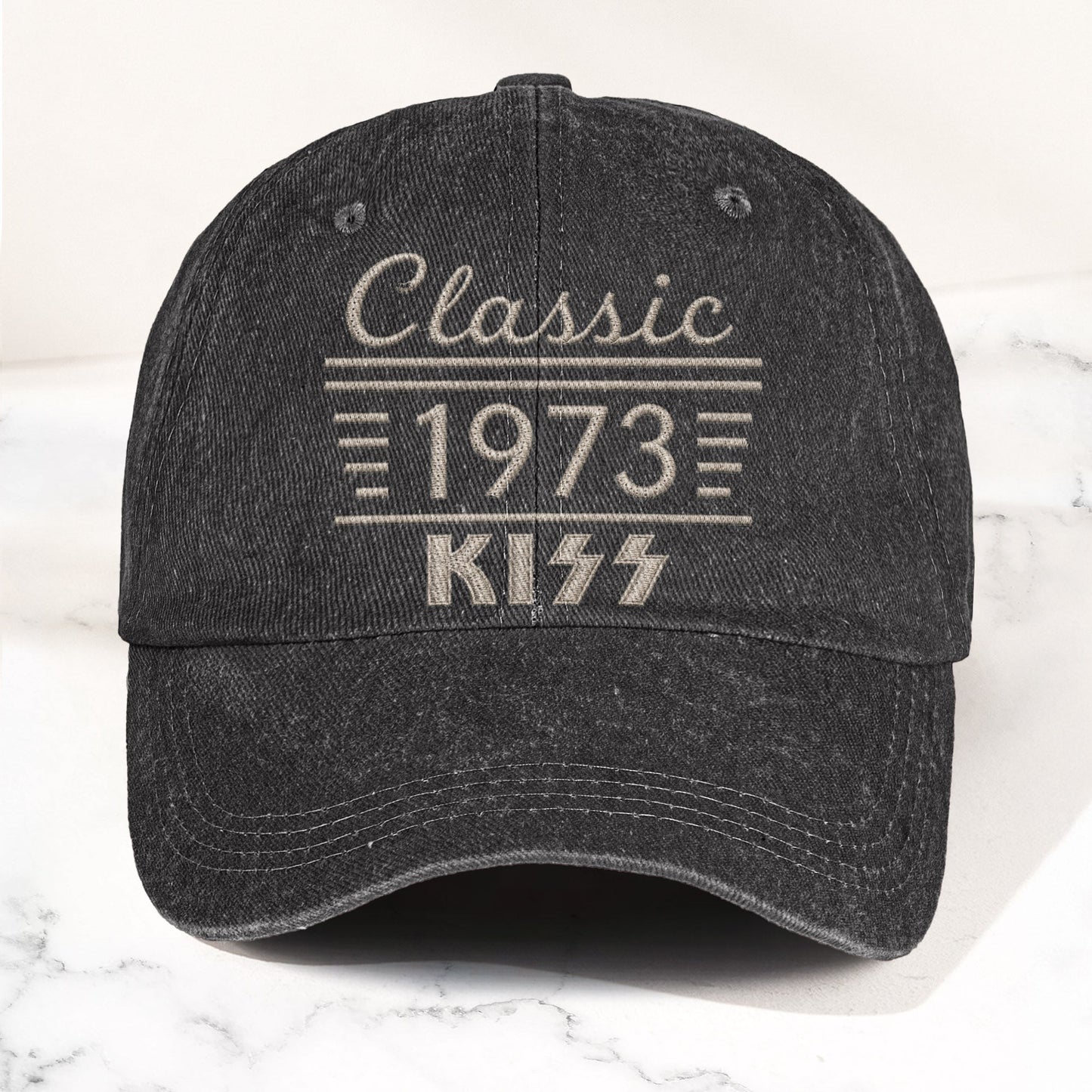Kiss Classic 1973 Est Hard Rock Glam Metal Band Music Merch Denim Cap – Retro Vintage Dad Cap Gift For Dad (With Box)