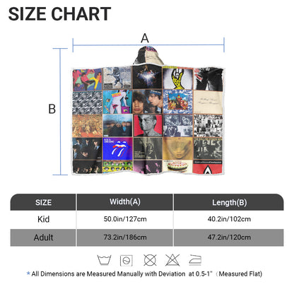 Rolling Stones Wearable Hooded Blanket – Classic Album Cover Collage Gift