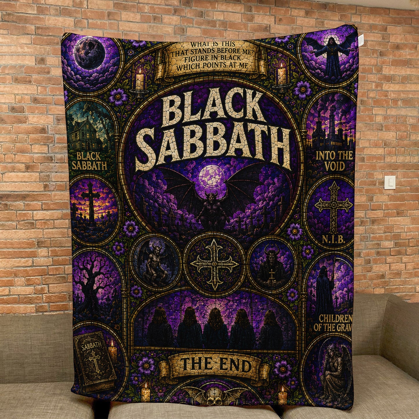 Black Sabbath Sherpa Blanket – The End Stained Glass Blanket