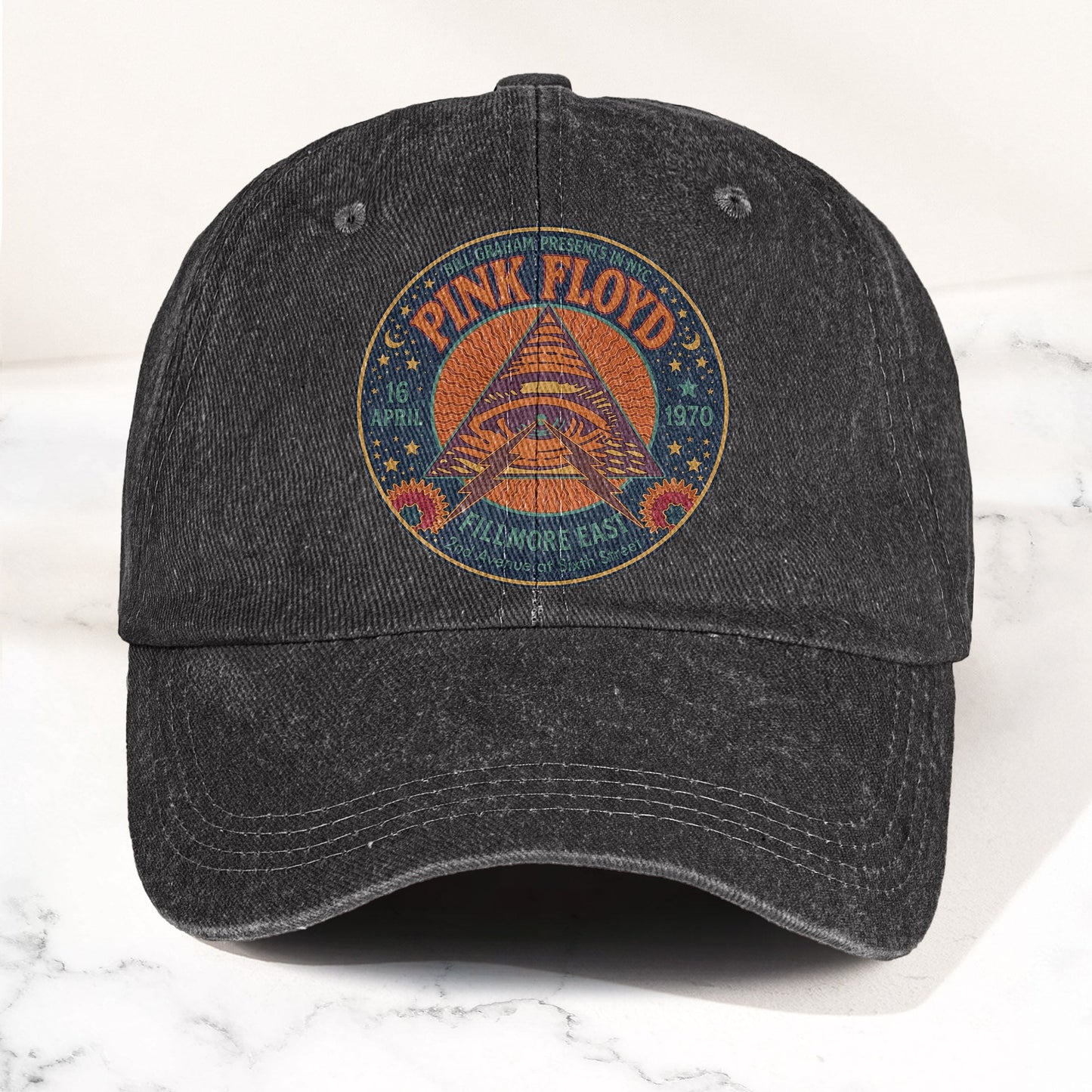 Pink Floyd 1979 Fillmore Poster Graphic Vintage Denim Cap – Retro Dad Cap (With Box)