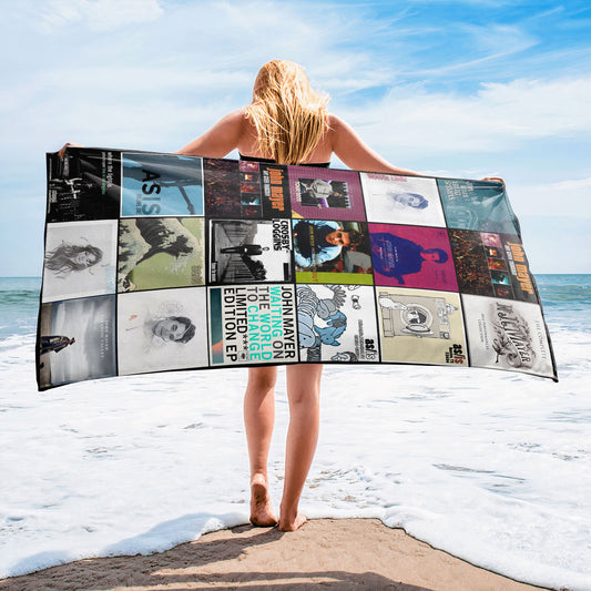 John Mayer Beach Towel – Album Cover Collage Classic Pop And Rock Towel