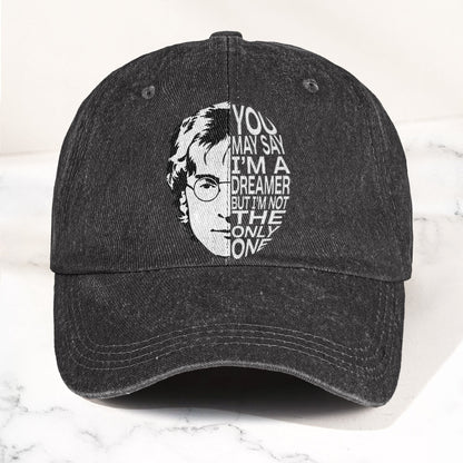John Lennon You May Say I'm A Dreamer But I'm Not The Only One Denim Cap – Retro Rock Music Fan Cap Gift For Dad (With Box)