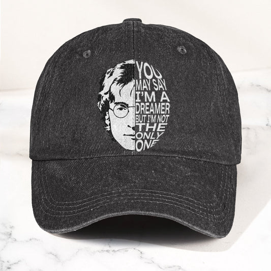 John Lennon You May Say I'm A Dreamer But I'm Not The Only One Denim Cap – Retro Rock Music Fan Cap Gift For Dad (With Box)