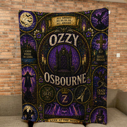 Ozzy Osbourne Sherpa Blanket – Crazy Train Stained Glass Blanket