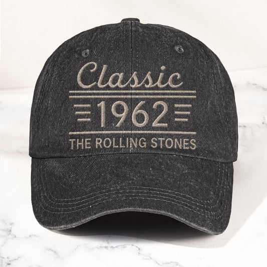 The Rolling Stones Classic 1962 Est Rock And Roll Band Music Merch Denim Cap – Retro Vintage Dad Cap Gift For Dad (With Box)