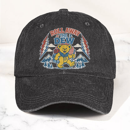 Grateful Dead Franklin's Tower Roll Away The Dew Dancing Bear Hiking Denim Cap – Retro Vintage Dad Cap Gift For Dad (With Box)