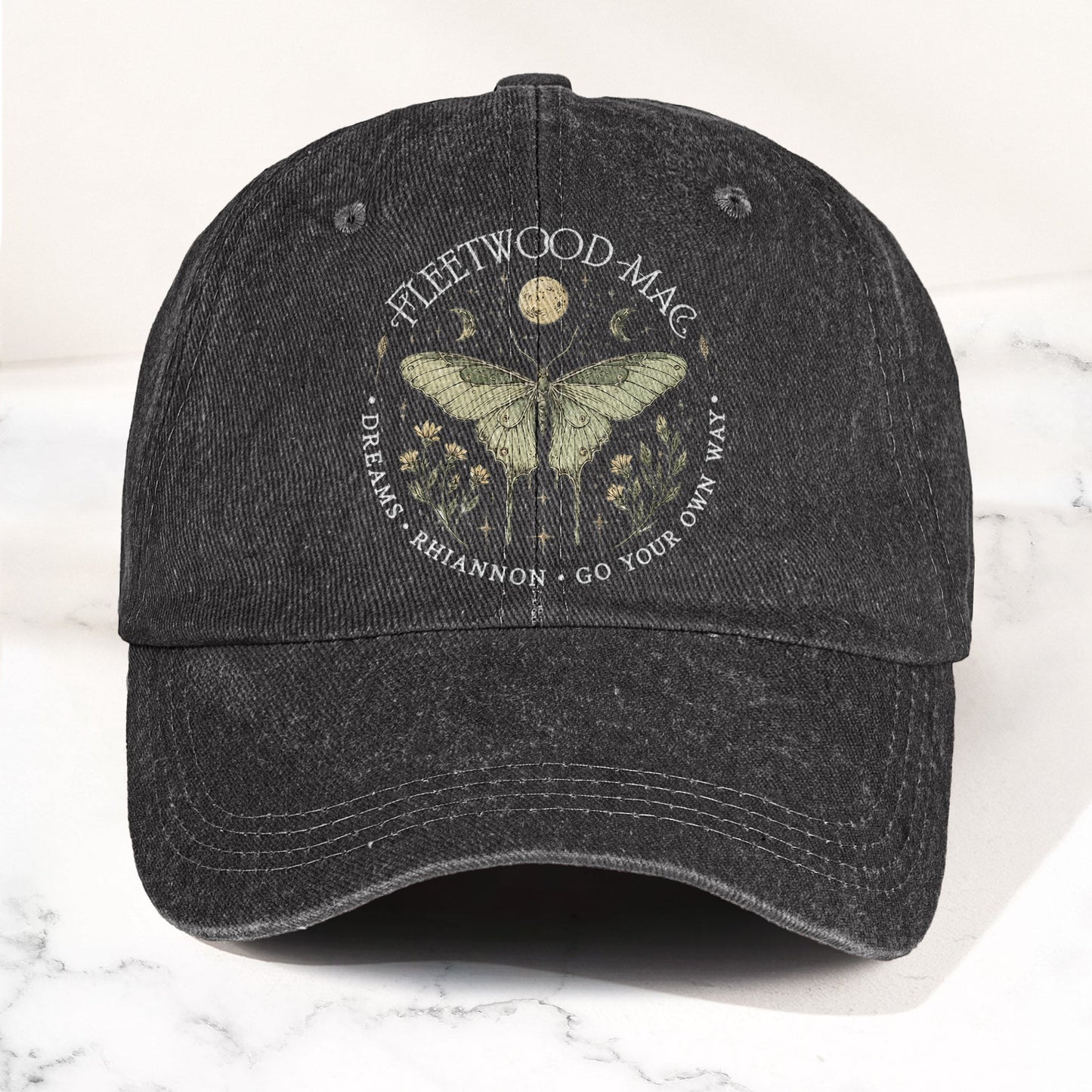 Fleetwood Mac Butterfly Mystical Graphic Vintage Denim Cap – Retro Dad Cap (With Box)