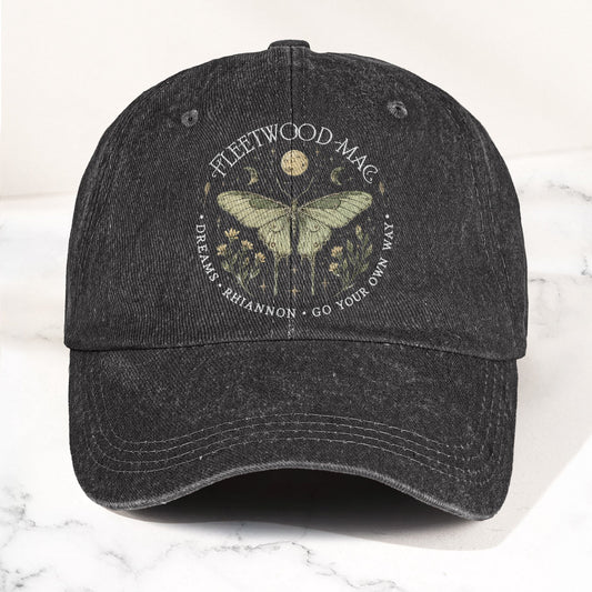 Fleetwood Mac Butterfly Mystical Graphic Vintage Denim Cap – Retro Dad Cap (With Box)