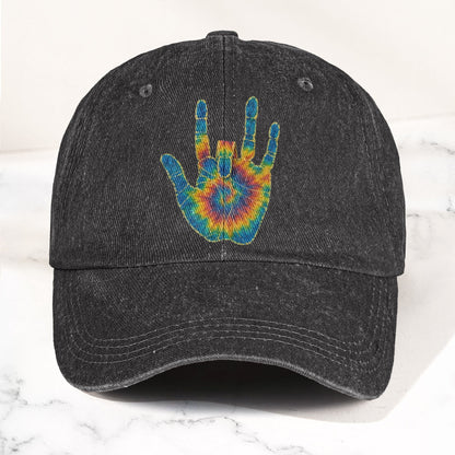 Jerry Garcia Handprint Tie Dye Denim Cap – Vintage Music Grateful Dead Merch Gift for Dad (With Box)