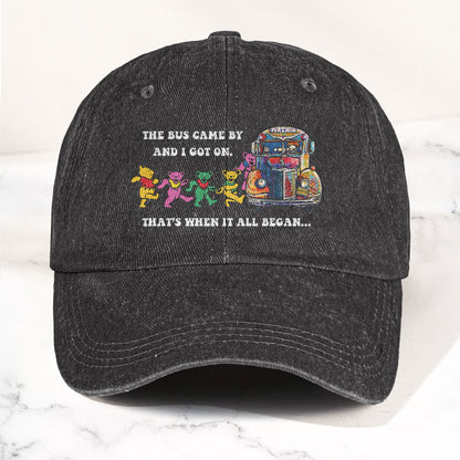 Grateful Dead Further Bus And Dancing Bears Denim Cap – Vintage Music Grateful Dead Merch Gift for Dad (With Box)