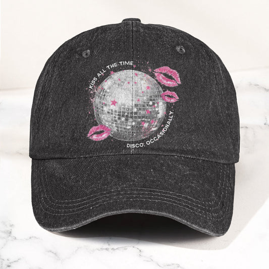 Harry Styles Kiss All The Time Disco, Occasionally Denim Cap – Retro Vintage Dad Cap Gift For Dad (With Box)