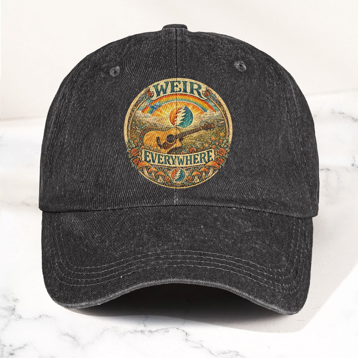 Grateful Dead Bob Weir Everywhere Acoustic Guitar Denim Cap – Retro Vintage Dad Cap Gift For Dad (With Box)