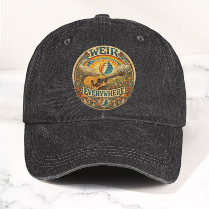 Grateful Dead Bob Weir Everywhere Acoustic Guitar Denim Cap – Retro Vintage Dad Cap Gift For Dad (With Box)