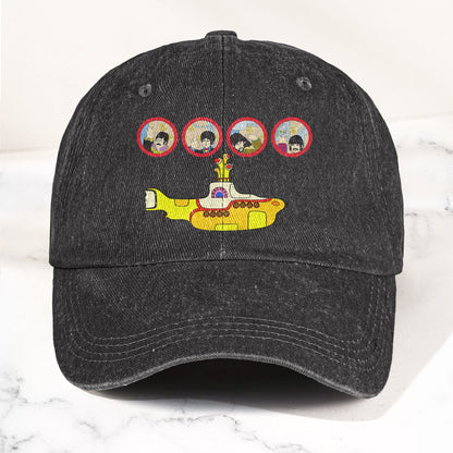 Yellow Submarine from The Beatles 1968 Cartoon Film Denim Cap – Retro Music Fan Concert Cap Gift For Dad (With Box)
