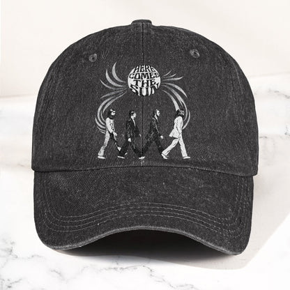 The Beatles Here Comes the Sun Denim Cap – Retro Rock Music Fan Cap Gift For Dad (With Box)