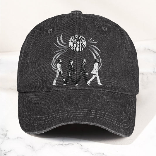 The Beatles Here Comes the Sun Denim Cap – Retro Rock Music Fan Cap Gift For Dad (With Box)