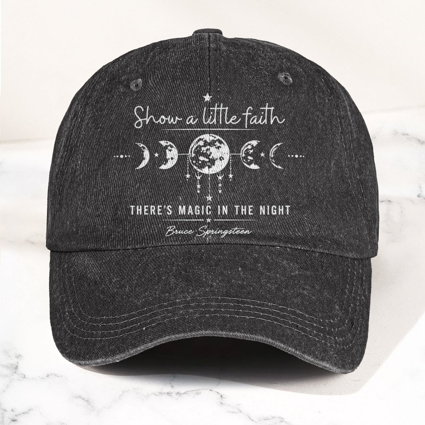 Bruce Springsteen Show a little faith, there's magic in the night Denim Cap – Retro Rock Music Fan Cap (With Box)