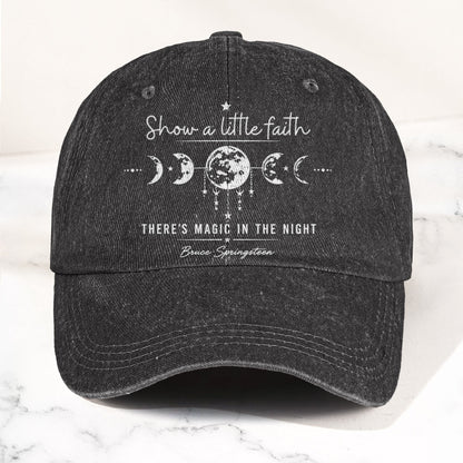 Bruce Springsteen Show a little faith, there's magic in the night Denim Cap – Retro Rock Music Fan Cap (With Box)