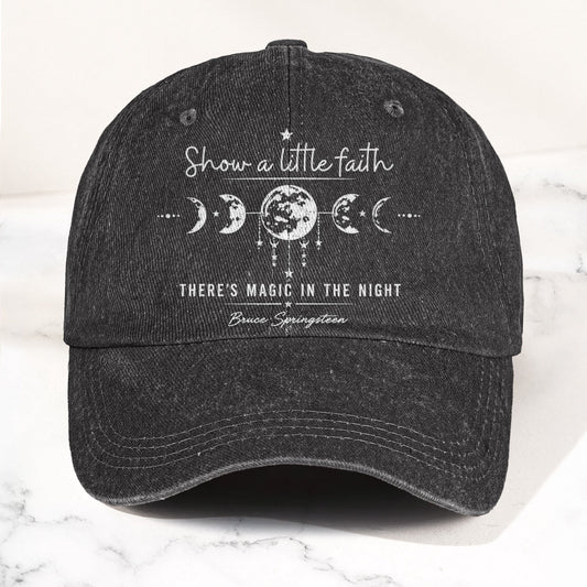 Bruce Springsteen Show a little faith, there's magic in the night Denim Cap – Retro Rock Music Fan Cap (With Box)