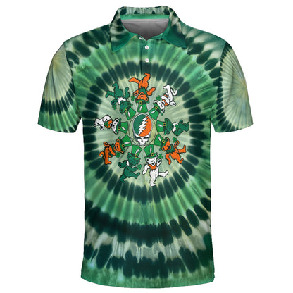 Grateful Dead St. Patrick’s Day Dancing Bears Polo – Retro Irish Nostalgia