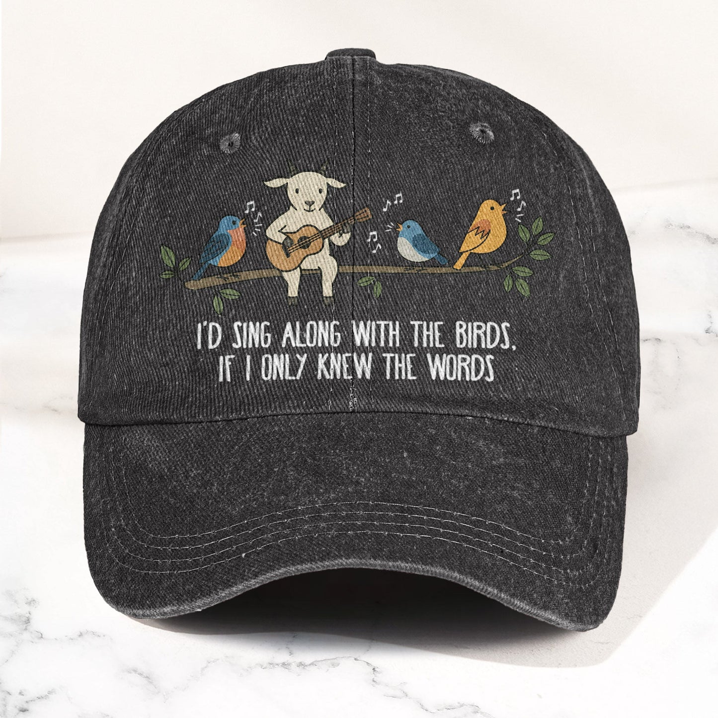 Billy Strings Gild the Lily Lyrics Goat Acoustic Guitar Cosmic Bluegrass Vintage Denim Cap – Retro Vintage Dad Cap Gift For Dad (With Box)