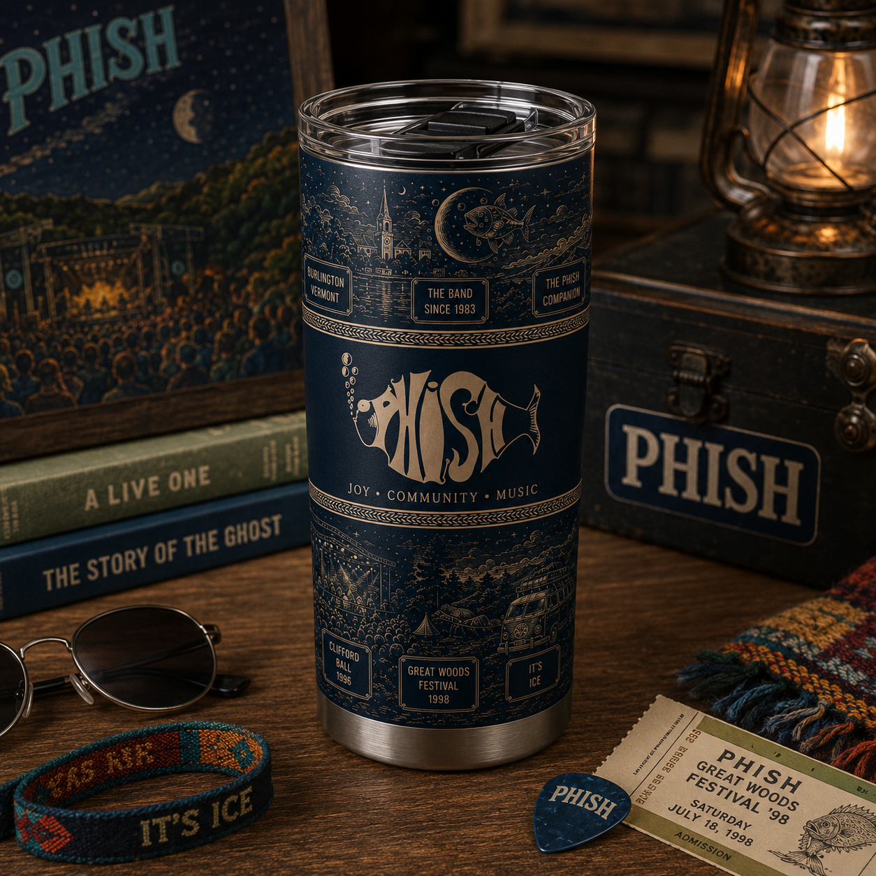 Phish 20oz Stainless Steel Tumbler – Vintage Jam Band Travel Mug for Phans