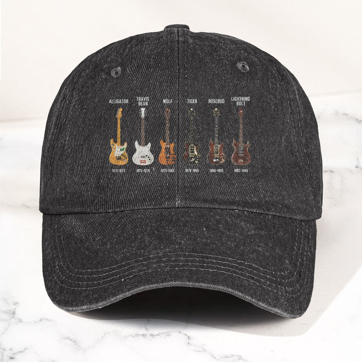 Jerry Garcia Famous Guitars Denim Cap – Vintage Music Grateful Dead Merch Gift for Dad (With Box)