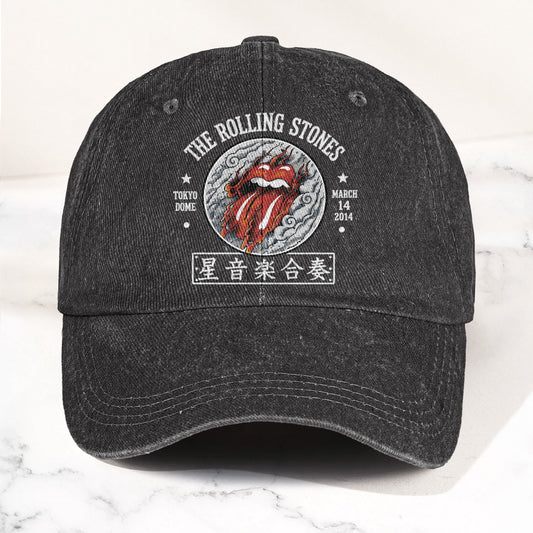 The Rolling Stones 2014 Tokyo Dome Concert Vintage Denim Cap – Retro Dad Cap (With Box)