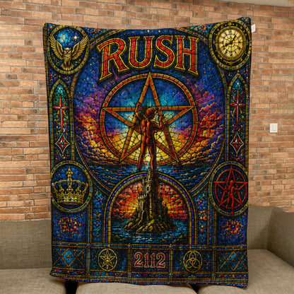 Rush 2112 Sherpa Blanket – Starman Stained Glass Progressive Rock Icon Throw Blanket