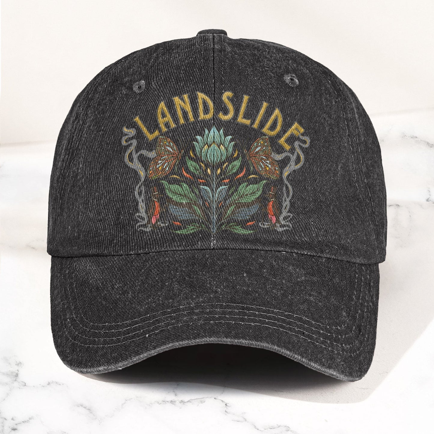 Fleetwood Mac Landslide Stevie Nicks Butterfly Floral Lyrics Music Merch Denim Cap – Retro Vintage Dad Cap Gift For Dad (With Box)