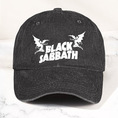 Black Sabbath Denim Dad Cap – Classic Winged Demon Logo Design ( With BOX)