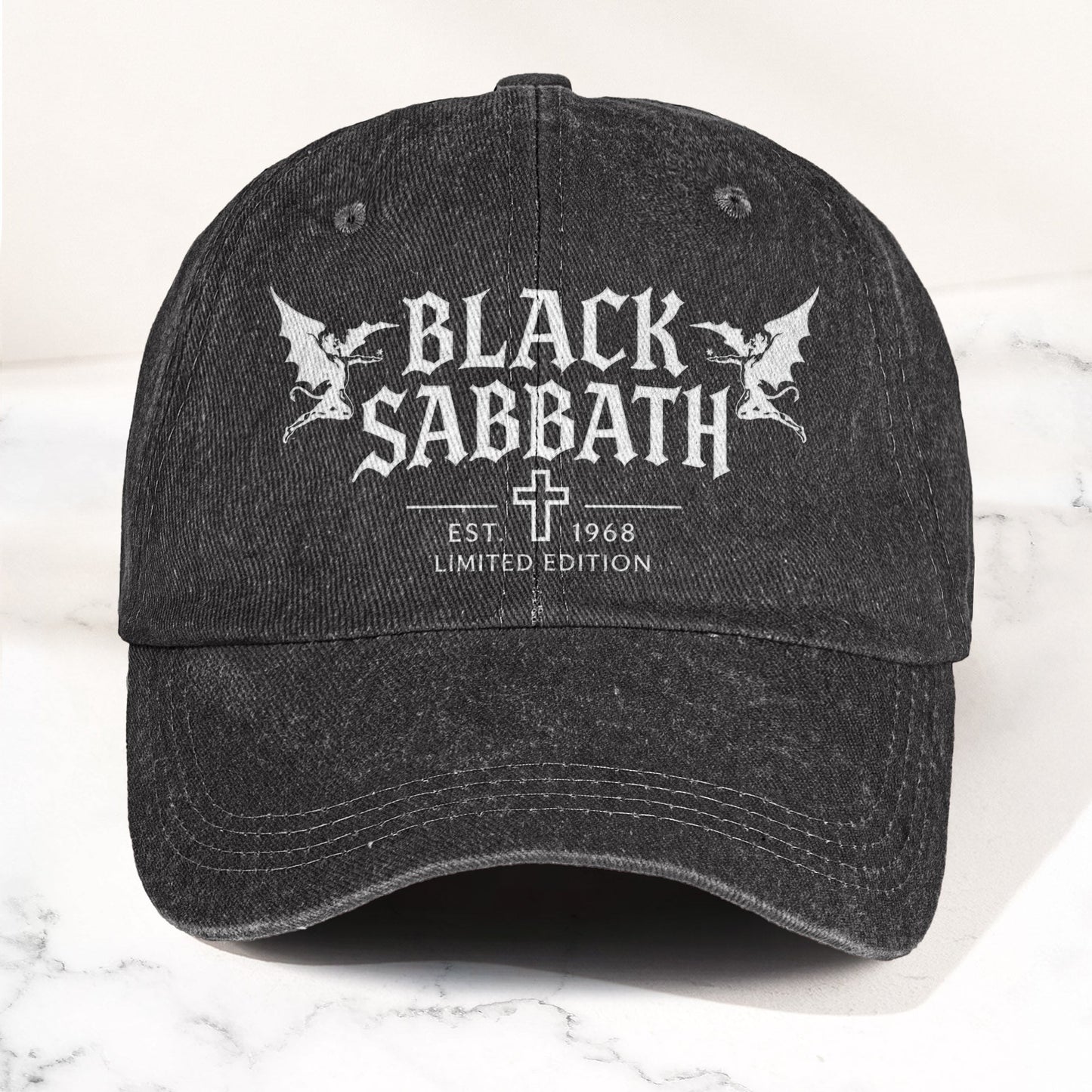 Black Sabbath Band Logo Est 1968 Denim Cap – Retro Vintage Dad Cap Gift For Dad (With Box)