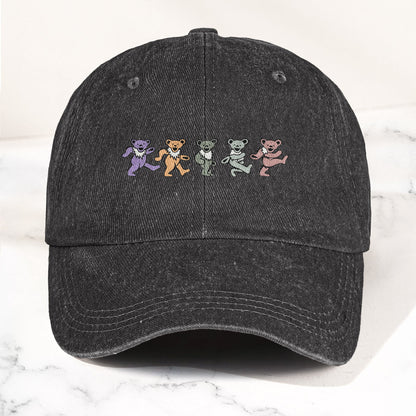 Grateful Dead Pastel Dancing Bears Denim Cap – Vintage Music Grateful Dead Merch Gift for Dad (With Box)