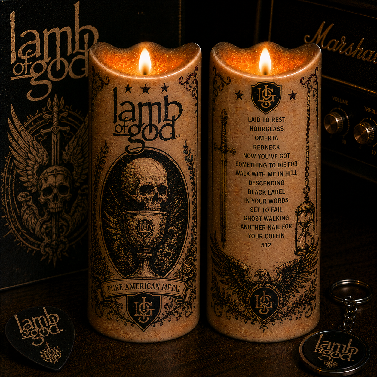 Lamb of God Pure American Metal LED Candle, Heavy Metal Flameless Candle, Laid to Rest Music Gift for Metal Fans