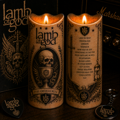 Lamb of God Pure American Metal LED Candle, Heavy Metal Flameless Candle, Laid to Rest Music Gift for Metal Fans