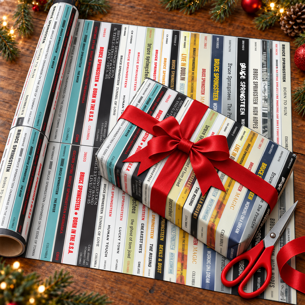 Bruce Springsteen Cassette Spines Wrapping Paper - The Boss Vintage Audio Tape Rock Gift Wrap