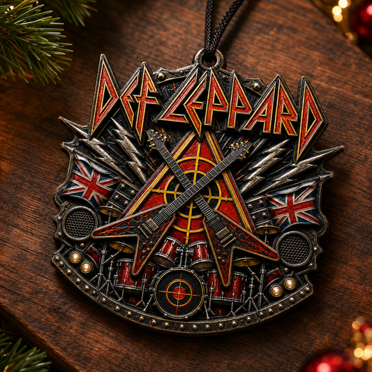 Def Leppard High-Definition 3D Print Ornament – Flying V Guitars and Drum Kit Fan Gift
