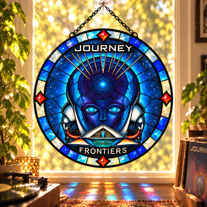 Journey Suncatcher, 9 Album Stained Glass Window Hanging, Infinity Escape Frontiers Classic Rock Music Gift