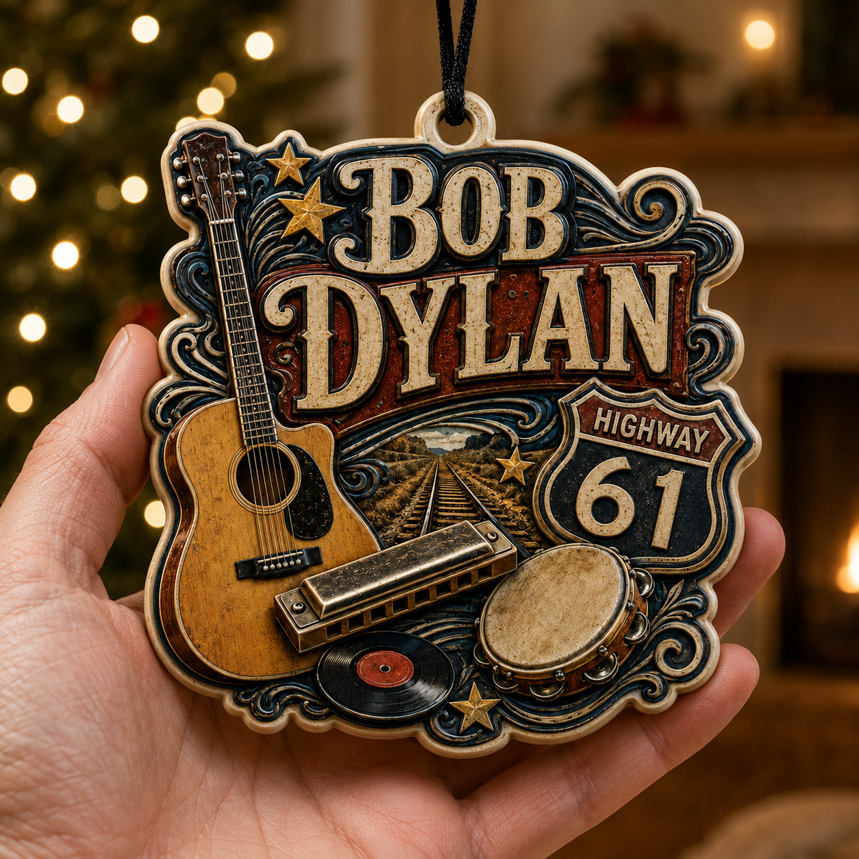 Bob Dylan High-Definition 3D Print Ornament – Americana Music Gift for Fans